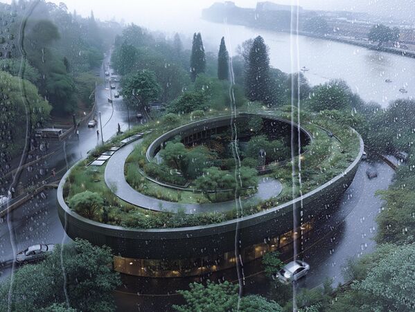 Бионичка трансформишућа зграда, где паметне стаклене фасаде регулишу транспарентност у зависности од сунца, а кров је вишеслојна башта са вековним храстовима и дивљим орхидејама. Унутра, међу живим оградама су „шопинг стазе“, а провидни подови показују подземне геотермалне системе који напајају центар. Бионичка трансформишућа зграда, где паметне стаклене фасаде регулишу транспарентност у зависности од сунца, а кров је вишеслојна башта са вековним храстовима и дивљим орхидејама. Унутра, међу живим оградама су „шопинг стазе“, а провидни подови показују подземне геотермалне системе који напајају центар. - Sputnik Србија