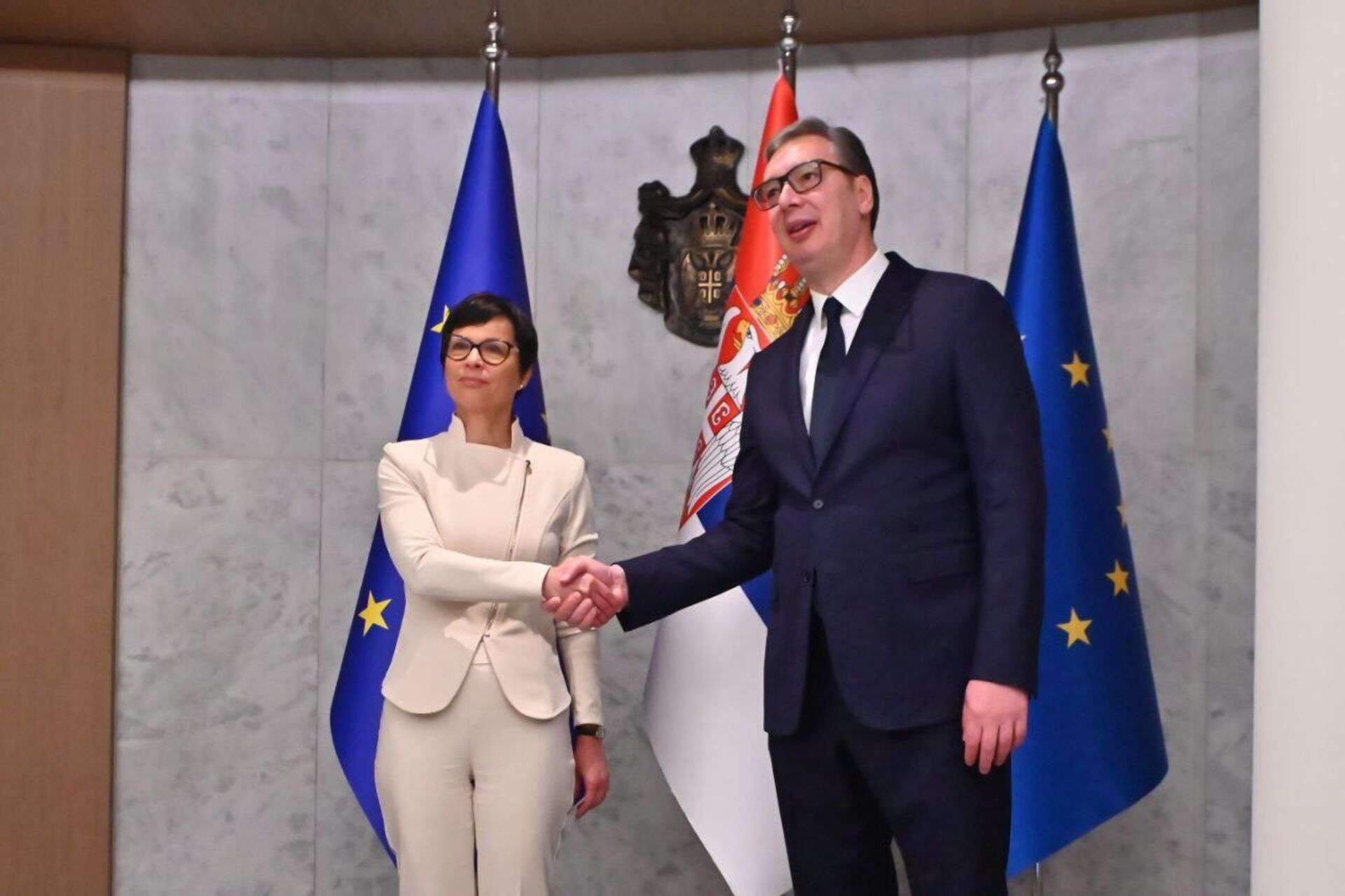Marta Kos i Aleksandar Vučić Marta Kos i Aleksandar Vučić - Sputnik Srbija, 1920, 29.04.2025