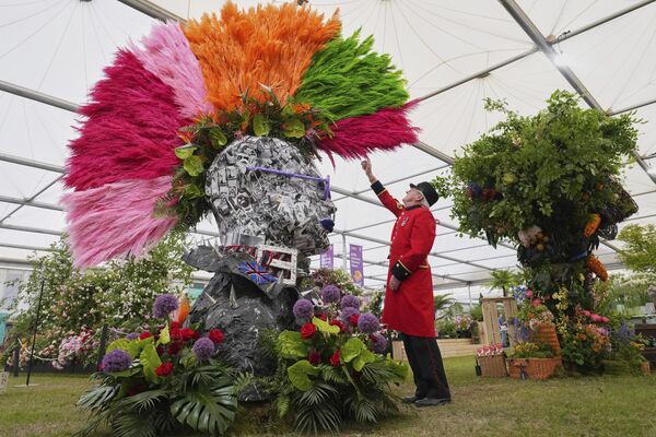 Необична креација панк фризуре израђена је од пампас траве  популарне због паперјастих цветова.  - Sputnik Србија