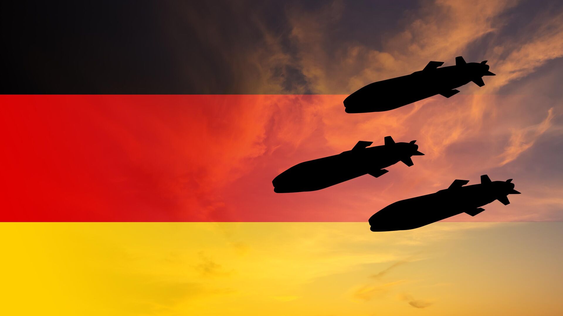 Крстареће ракете у позадини немачке заставе Крстареће ракете у позадини немачке заставе - Sputnik Србија, 1920, 05.06.2025