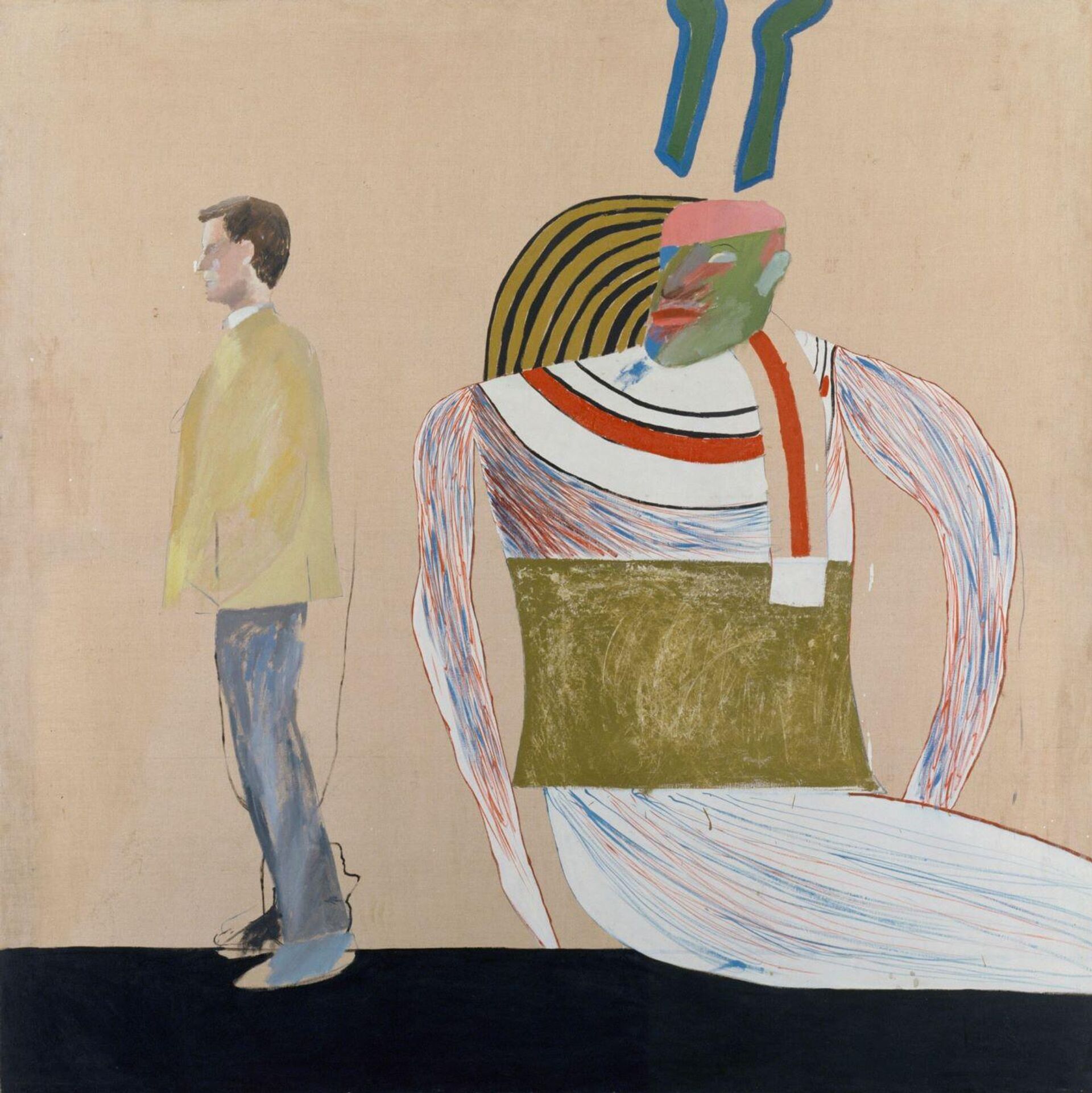 Dejvid Hokni, Čovek u muzeju (ili U pogrešnom ste filmu), 1962. Ulje na platnu 147.3 x 152.4 cm, Kolekcija Britanskog saveta - Sputnik Srbija, 1920, 10.07.2025