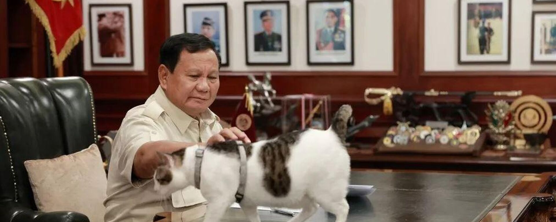 Мачак председника Индонезија Прабова Субианта има лично обезбеђење и пратњу - Sputnik Србија, 1920, 22.07.2025