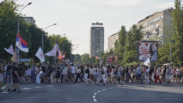 Blokada raskrsnica na Novom Beogradu. - Sputnik Srbija