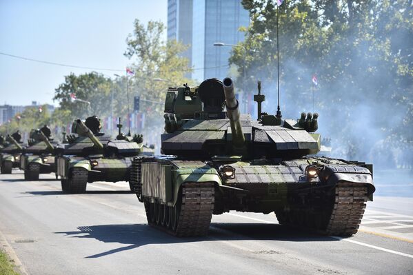 Приказани су и нови модели модернизације тенкова М-84 и борбених возила пешадије М-80. Приказани су и нови модели модернизације тенкова М-84 и борбених возила пешадије М-80. - Sputnik Србија