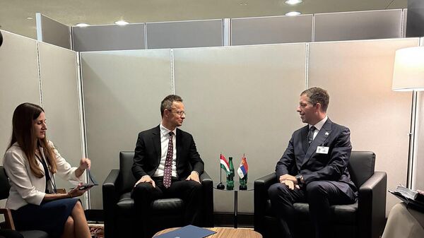 Марко Ђурић и Петер Сијарто у Њујорку  - Sputnik Србија