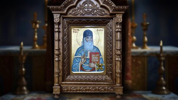 Ikona sa česticom moštiju Prepodobnog Justina Ćelijskog - Sputnik Srbija
