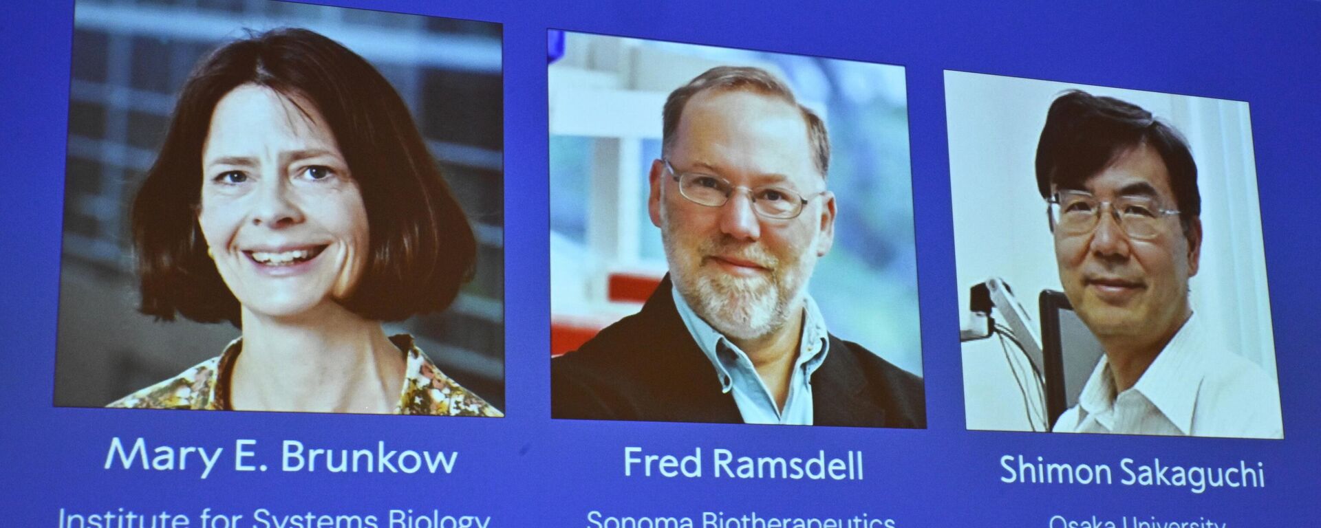 Научници Мери Брунков, Фред Рамсдел и Шимон Сакагучи добитници су овогодишње Нобелове награде за медицину - Sputnik Србија, 1920, 06.10.2025