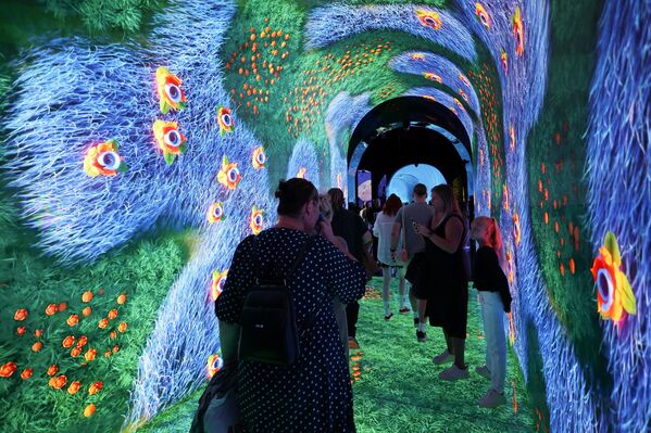 Посетиоци улазе у тунел који подсећа на зечју рупу, а затим се упуштају у авантуру која укључује:Голографске инсталације: Динамичне и живописне слике које реагују на кретање посетилаца, стварајући осећај интеракције са окружењем.Подводни тунел: Прозирни тунел који даје осећај као да се налазите под водом, окружени морским животом и пејзажима.Музичке и светлосне инсталације: Елементи који стварају атмосферу бајке, са звуковима и светлом који реагују на кретање посетилаца. Посетиоци улазе у тунел који подсећа на зечју рупу, а затим се упуштају у авантуру која укључује:Голографске инсталације: Динамичне и живописне слике које реагују на кретање посетилаца, стварајући осећај интеракције са окружењем.Подводни тунел: Прозирни тунел који даје осећај као да се налазите под водом, окружени морским животом и пејзажима.Музичке и светлосне инсталације: Елементи који стварају атмосферу бајке, са звуковима и светлом који реагују на кретање посетилаца. - Sputnik Србија