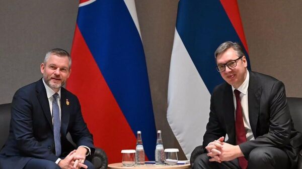 Predsednik Srbije Aleksandar Vučić i predsednik Slovačke Peter Pelegrini - Sputnik Srbija