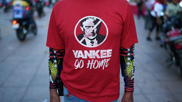 Detalj sa provladinih protesta u Karakasu, Venecuela. - Sputnik Srbija