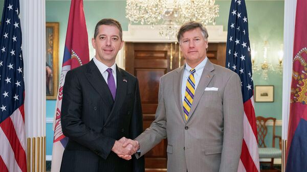 Министар спољних послова Марко Ђурић и заменик државног секретара САД Кристофер Ландау - Sputnik Србија