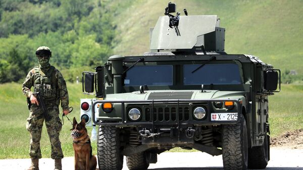 Припадник Војске Србије са службеним псом - Sputnik Србија