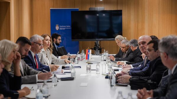 Dubravka Đedović Handanović sa predstavnicima naftnih kompanija  - Sputnik Srbija