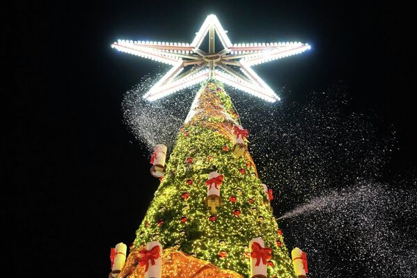 Божићна јелка посипа снег на божићном вашару „Cranger Weihnachtszauber“ у Хернеу, Немачка. Божићна јелка посипа снег на божићном вашару „Cranger Weihnachtszauber“ у Хернеу, Немачка. - Sputnik Србија