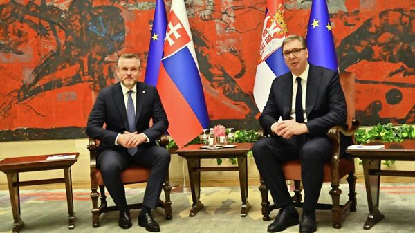 Председник Србије Александар Вучић и председник Словачке Петер Пелегрини  - Sputnik Србија