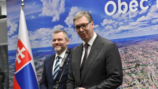 Predsednik Srbije Aleksandar Vučić i predsednik Slovačke Peter Pelegrini - Sputnik Srbija