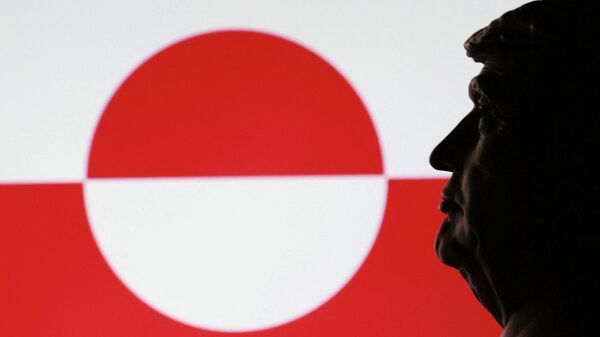 Доналд Трамп поред заставе Гренланда - Sputnik Србија