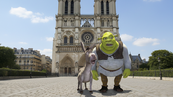 Ai generaciя mulьtfilьma Šrek. Na zadnem fone poяvilsя Sobor Parižskoй Bogomateri. - Sputnik Srbija