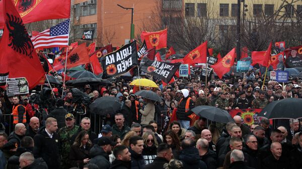 Скуп подршке бившим лидерима терористичке ОВК у Приштини

 - Sputnik Србија