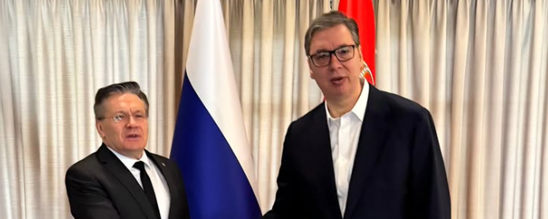 Председник Републике Србије Александар Вучић састао се данас са генералним директором руске државне корпорације за атомску енергију Росатом Алексејем Лихачевом - Sputnik Србија, 1920, 23.02.2026