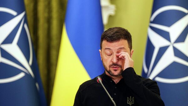 Vladimir Zelenski razgovara sa novinarima tokom zajedničke konferencije za medije sa generalnim sekretarom NATO-a Markom Ruteom u Kijevu, Ukrajina, 3. oktobra 2024. godine. - Sputnik Srbija