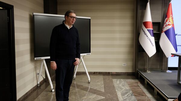 Aleksandar Vučić u prostorijama SNS-a - Sputnik Srbija