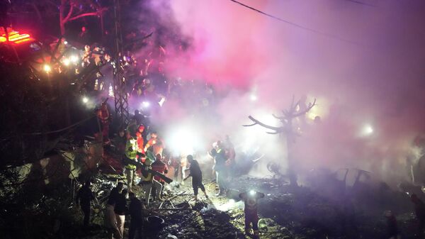 mesto izraelskih vazdušnih napada u Bejrutu, Liban mesto izraelskih vazdušnih napada u Bejrutu, Liban - Sputnik Srbija