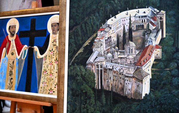 Сликарским умећем Грка Каради Парацхоса, верно је проказана српска светиња Хиландар-темеља српског идентитета. Захваљујући мисији Светог Саве, оснивача манастира Хиландара, из овог светог места настала је српска нација, Црква, држава и култура - Sputnik Србија