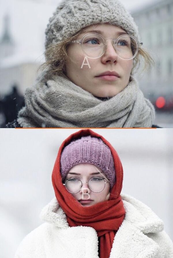 „Devojka u Rusiji.“Gore: Devojka u Sankt Peterburgu. (generasano veštačkom inteligencijom) Dole: Devojka na aveniji Mira u Krasnojarsku. - Sputnik Srbija