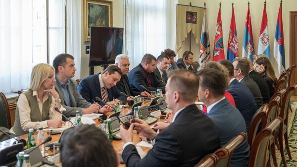 Министар Борис Братина разговара са представницима руске делегације. - Sputnik Србија