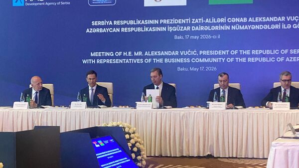 Sastanak predsednika  Srbije Aleksandra Vučića sa predstavnicima najvećih azerbejdžanskih kompanija - Sputnik Srbija