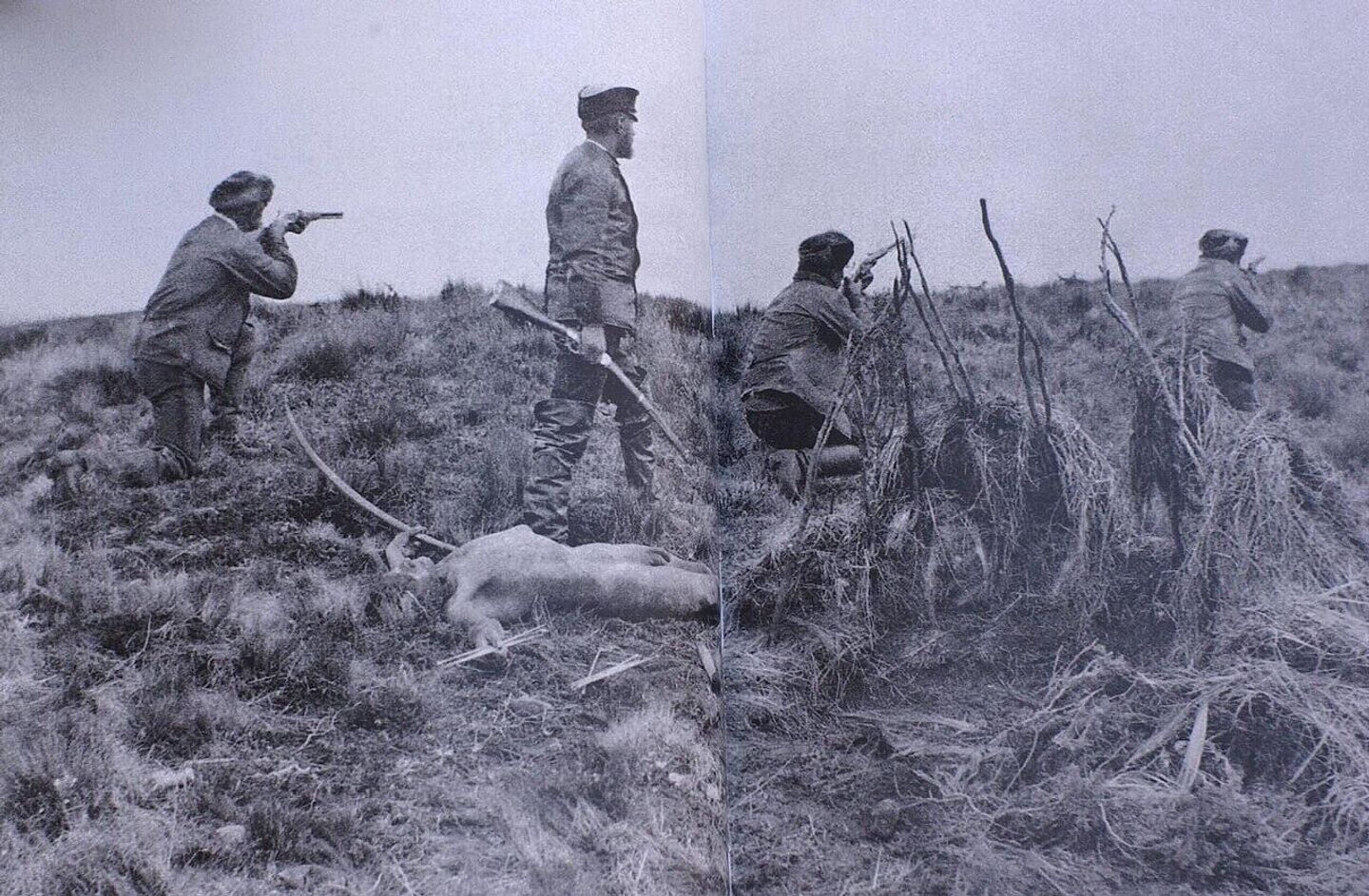 Julius Popper lors d'une de ses chasses aux Indiens. Un autochtone nu, assassiné par ses miliciens, gît aux pieds de Popper - Sputnik Srbija