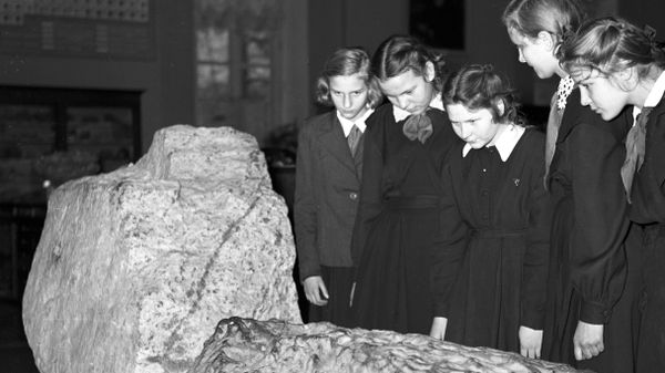 Посетители у самого большого осколка Сихотэ-Алинского железного метеорита массой 1745 кг. Грандиозный железный метеолитный дождь прошел в горах Сихотэ-Алинь (Приморский край) 12 февраля 1947 года. Общая масса осколков оценивается в 23 тонны - Sputnik Србија