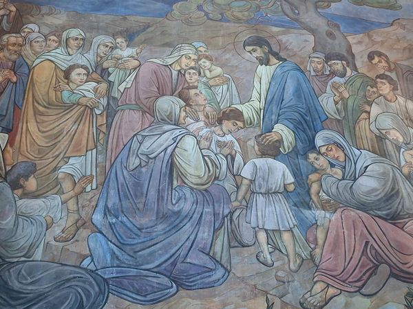 Detalj jedne od kompozicija. Ruski akademski freskopisac Andrej Bicenko je pored Hrama Svetog velikomučenika Georgija u Smederevu oslikavao i mnoge druge crkve u Srbiji, poput crkva Ružica i crkva Vaznesenja Gospodnjeg u Beogradu. - Sputnik Srbija