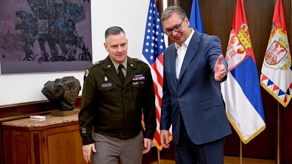 Predsednik Srbije Aleksandar Vučić sastao se danas sa general-majorom Nacionalne garde Ohaja Metjuom Vudrafom - Sputnik Srbija