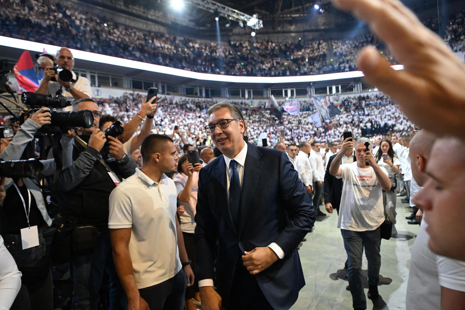 Vučić na predizbornom skupu u Beogradskoj areni Vučić na predizbornom skupu u Beogradskoj areni - Sputnik Srbija, 1920, 03.10.2026