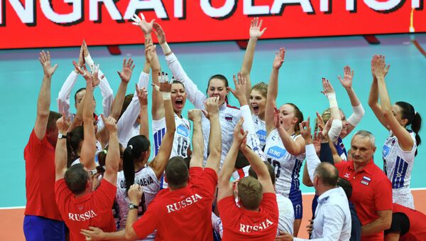 Odbojkašice Rusije slave osvajanje titule na Evropskom prvenstvu - Sputnik Srbija