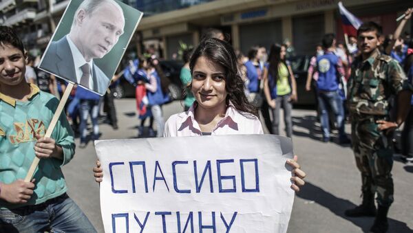 Митинг подршке Б. Асада и В. Путина у Сирији - Sputnik Србија