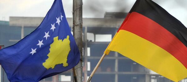 Zastave nemačke i Kosova u Prištini - Sputnik Srbija