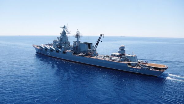 Krstarica „Moskva“, deo ruske Crnomorske flote, trenutno razmeštena u Sredozemnom moru - Sputnik Srbija