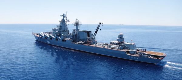 Krstarica „Moskva“, deo ruske Crnomorske flote, trenutno razmeštena u Sredozemnom moru Krstarica „Moskva“, deo ruske Crnomorske flote, trenutno razmeštena u Sredozemnom moru - Sputnik Srbija