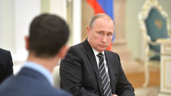 Predsednici Rusije i Sirije Vladimir Putin i Bašar el Asad  - Sputnik Srbija
