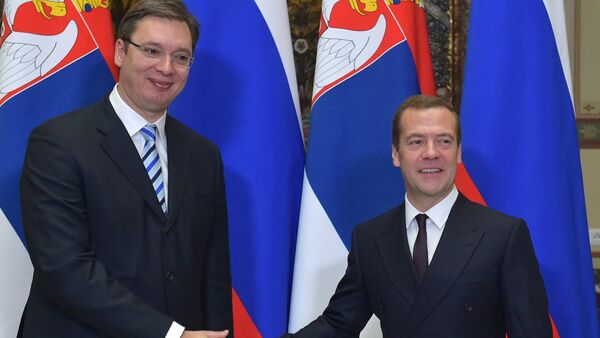 Premijeri Rusije i Srbije Dmitrij Medvedev i Aleksandar Vučić - Sputnik Srbija