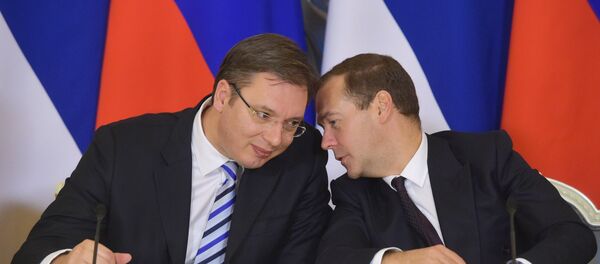 Премијер Србије Александар Вучић и премијер Русије Дмитриј  Медведев у Москви - Sputnik Србија