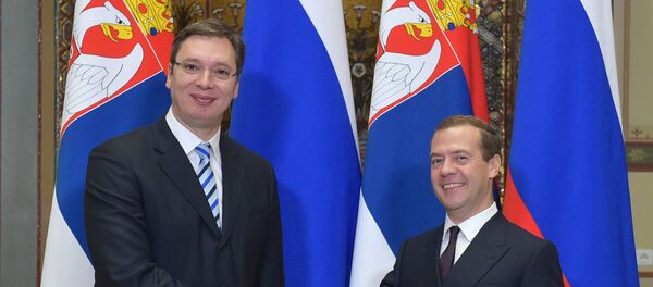 Premijer Srbije Aleksandar Vučić i premijer Rusije Dmitrij Medvedev u Moskvi - Sputnik Srbija