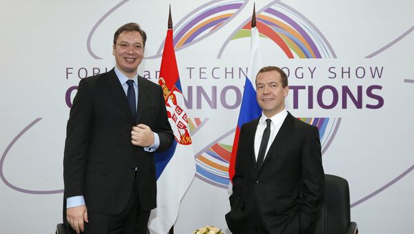 Premijer Srbije Aleksandar Vučić i premijer Ruske Federacije Dmitrij Medvedev - Sputnik Srbija