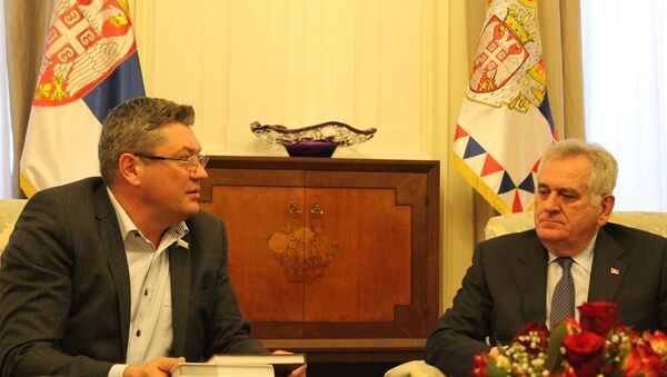 Predsednik Srbije Tomislav Nikolić sa deputatima Tjumenske dume - Sputnik Srbija