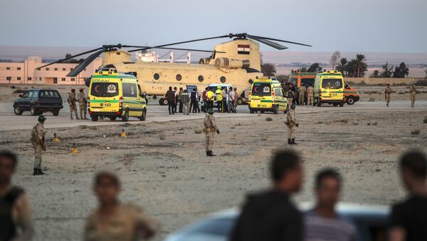 Tela poginulih u padu ruskog aviona na Sinaju dopremljena na aerodrom u Suecu 31. oktobra 2015. - Sputnik Srbija
