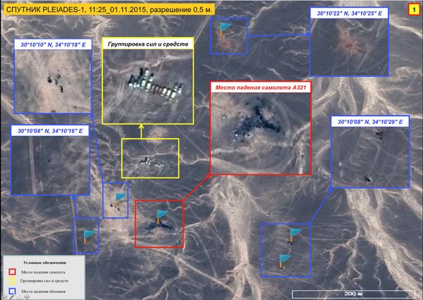 Снимак из космоса пада авиона компаније Когалимавиа. Место пада авиона означено црвеном бојом. - Sputnik Србија