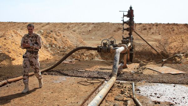 Borac sirijskih Oružanih snaga na naftoj bušotini u blizini Palmire, na istoku pokrajine Homs - Sputnik Srbija